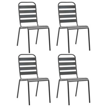 ARDEBO.de - Gartenst?hle 4 Stk. Lattendesign Stahl Dunkelgrau