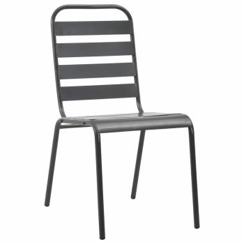 Gartenst?hle 4 Stk. Lattendesign Stahl Dunkelgrau