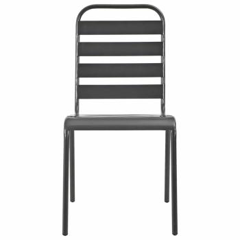 Gartenst?hle 4 Stk. Lattendesign Stahl Dunkelgrau