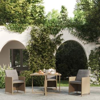 ARDEBO.de - Gartentisch Beige 109x107x74 cm Poly Rattan und Glas