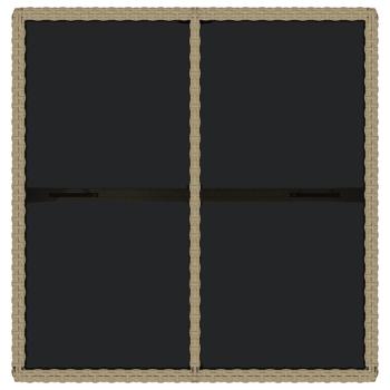 Gartentisch Beige 109x107x74 cm Poly Rattan und Glas