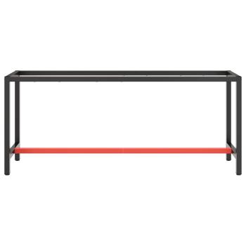 Werkbankgestell Mattschwarz und Mattrot 190x50x79 cm Metall