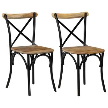 ARDEBO.de - Kreuzstühle 2 Stk. Schwarz Massivholz Mango