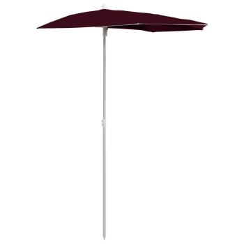 Halb-Sonnenschirm mit Mast 180x90 cm Bordeauxrot