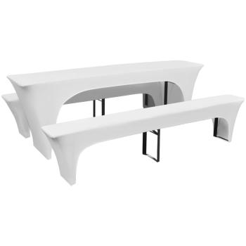 ARDEBO.de - 3-tlg. Hussen-Set für Biertisch und Bänke Weiß 220x70x80 cm