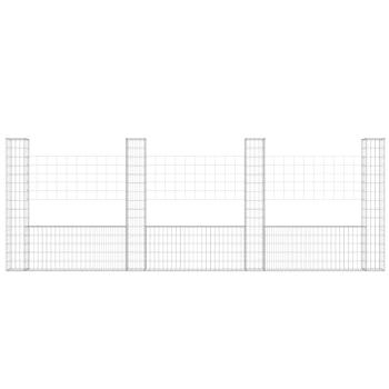 Gabionenkorb U-Form mit 4 Säulen Eisen 380x20x150 cm