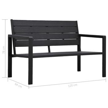 Gartenbank 120 cm HDPE Schwarz Holz-Optik