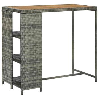 ARDEBO.de - Bartisch mit Regal Grau 120x60x110 cm Poly Rattan