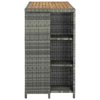 Bartisch mit Regal Grau 120x60x110 cm Poly Rattan