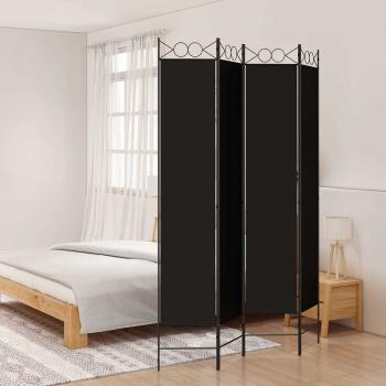 ARDEBO.de - 4-tlg. Paravent Schwarz 160x220 cm Stoff