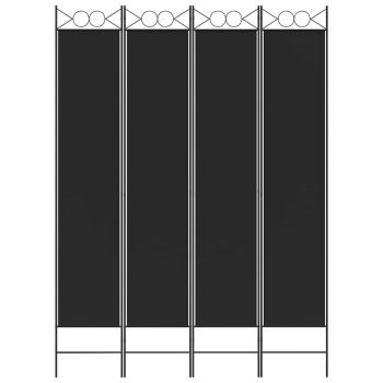 4-tlg. Paravent Schwarz 160x220 cm Stoff