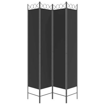 4-tlg. Paravent Schwarz 160x220 cm Stoff
