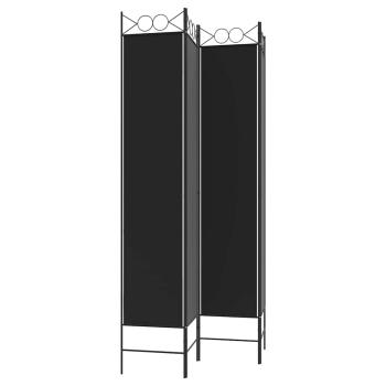 4-tlg. Paravent Schwarz 160x220 cm Stoff