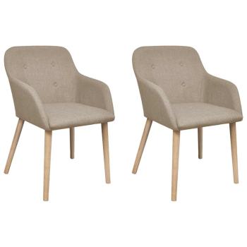 ARDEBO.de - Esszimmerst?hle 2 Stk. Beige Stoff und Massivholz Eiche