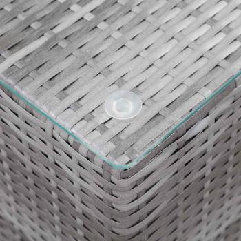 Beistelltische 3 Stk. mit Glasplatte Grau Poly Rattan