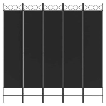 5-tlg. Paravent Schwarz 200x200 cm Stoff