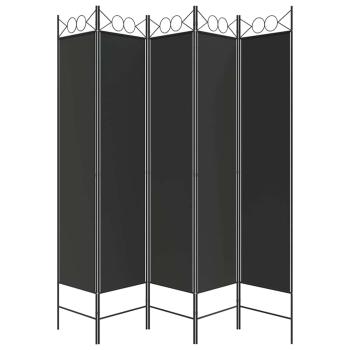 5-tlg. Paravent Schwarz 200x200 cm Stoff
