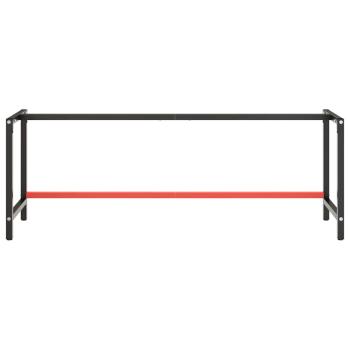 Werkbankgestell Mattschwarz und Mattrot 220x57x79 cm Metall