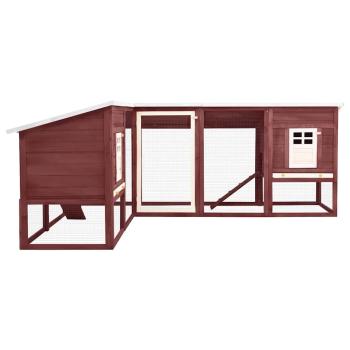 Kaninchenstall mit Freilauf Mocca und Weiß Tanne Massivholz