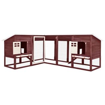 Kaninchenstall mit Freilauf Mocca und Weiß Tanne Massivholz