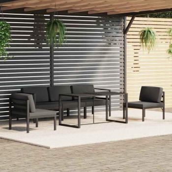 ARDEBO.de - 6-tlg. Garten-Lounge-Set mit Kissen Aluminium Anthrazit