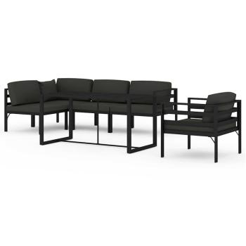 6-tlg. Garten-Lounge-Set mit Kissen Aluminium Anthrazit