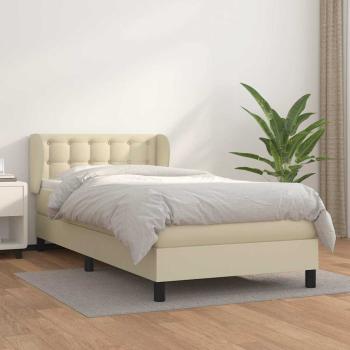 ARDEBO.de - Boxspringbett mit Matratze Creme 90x190 cm Kunstleder