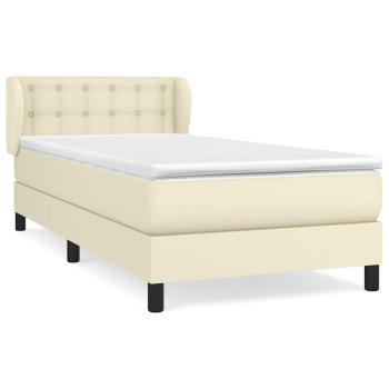 Boxspringbett mit Matratze Creme 90x190 cm Kunstleder