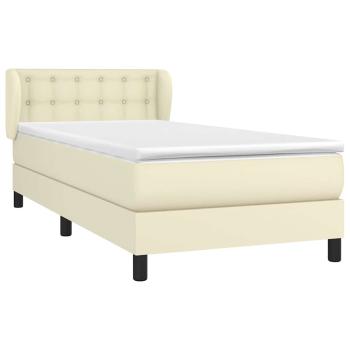 Boxspringbett mit Matratze Creme 90x190 cm Kunstleder