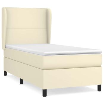 Boxspringbett mit Matratze Creme 80x200 cm Kunstleder