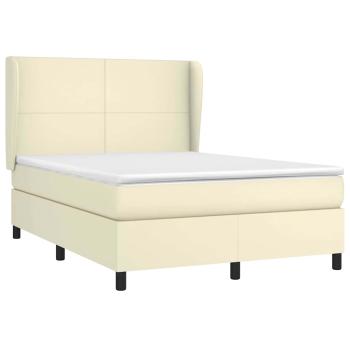 Boxspringbett mit Matratze Creme 140x190 cm Kunstleder