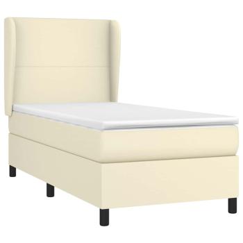 Boxspringbett mit Matratze Creme 90x190 cm Kunstleder