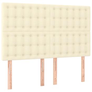 Boxspringbett mit Matratze Creme 140x190 cm Kunstleder