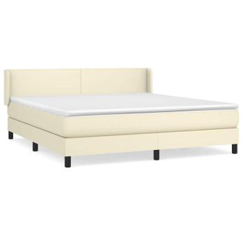 Boxspringbett mit Matratze Creme 160x200 cm Kunstleder