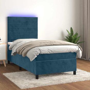 ARDEBO.de - Boxspringbett mit Matratze & LED Dunkelblau 80x200 cm Samt