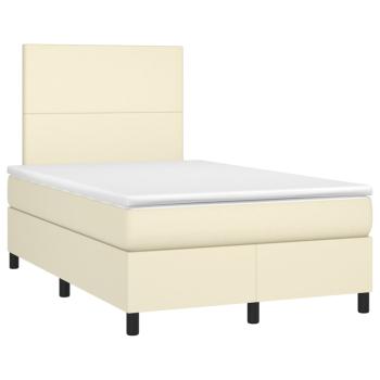 Boxspringbett mit Matratze & LED Creme 120x200 cm Kunstleder