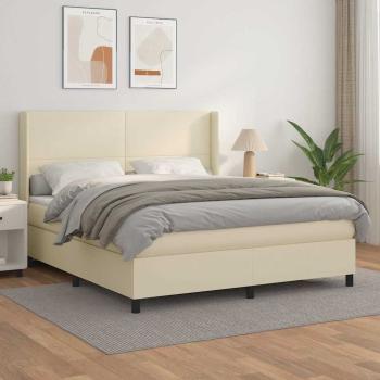ARDEBO.de - Boxspringbett mit Matratze Creme 180x200 cm Kunstleder