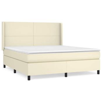 Boxspringbett mit Matratze Creme 180x200 cm Kunstleder