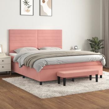 ARDEBO.de - Boxspringbett mit Matratze Rosa 180x200 cm Samt