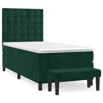 Boxspringbett mit Matratze Dunkelgrün 100x200 cm Samt