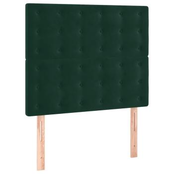 Boxspringbett mit Matratze Dunkelgrün 90x190 cm Samt