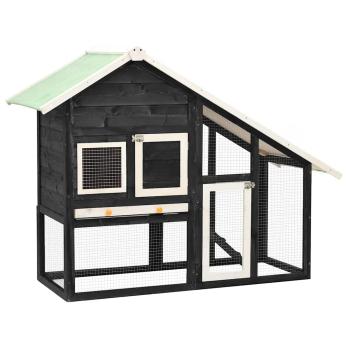 ARDEBO.de - Kaninchenstall Grau und Weiß 140x63x120 cm Tanne Massivholz