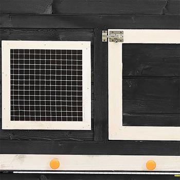 Kaninchenstall Grau und Weiß 140x63x120 cm Tanne Massivholz