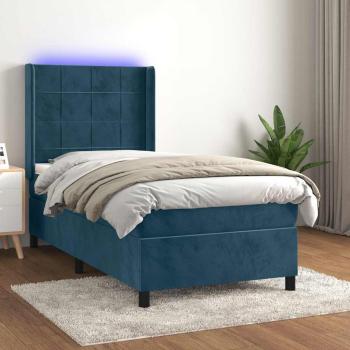 ARDEBO.de - Boxspringbett mit Matratze & LED Dunkelblau 80x200 cm Samt