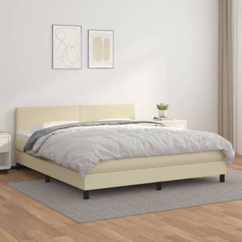 ARDEBO.de - Boxspringbett mit Matratze Creme 180x200 cm Kunstleder