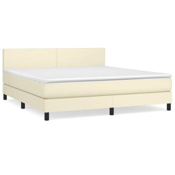 Boxspringbett mit Matratze Creme 180x200 cm Kunstleder