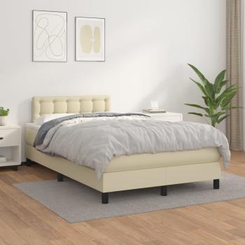 ARDEBO.de - Boxspringbett mit Matratze Creme 120x200 cm Kunstleder