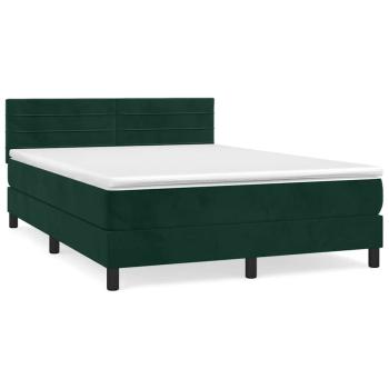 Boxspringbett mit Matratze Dunkelgrün 140x200 cm Samt