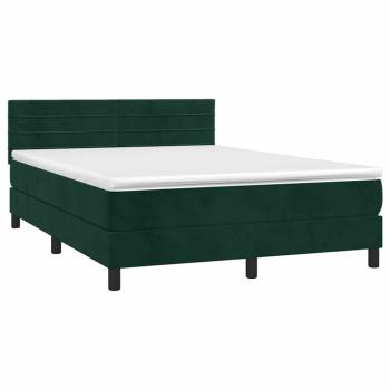 Boxspringbett mit Matratze Dunkelgrün 140x200 cm Samt