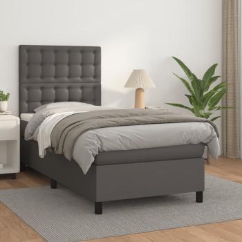 ARDEBO.de - Boxspringbett mit Matratze Grau 80x200 cm Kunstleder